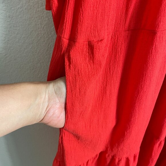 9seed Maxi Dress Womens Size 2 Majora Long Sleeve Dahila Front Neck Tie Tiered - Picture 12 of 16